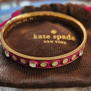 Kate Spade Pink & Gold Enamel Crystal Bracelet With Dust Bag